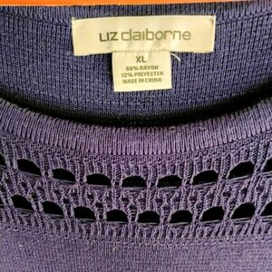 Liz Claiborne Women's Navy Blue Crew Neck Sweater Dress